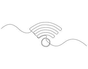 Continuous one line drawing of WIFI signal. One line drawing illustration of wifi signal for internet. World telecommunication day concept single line. Editable outline