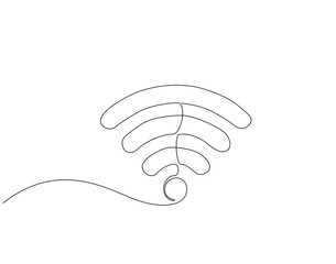 Continuous one line drawing of WIFI signal. One line drawing illustration of wifi signal for internet. World telecommunication day concept single line. Editable outline