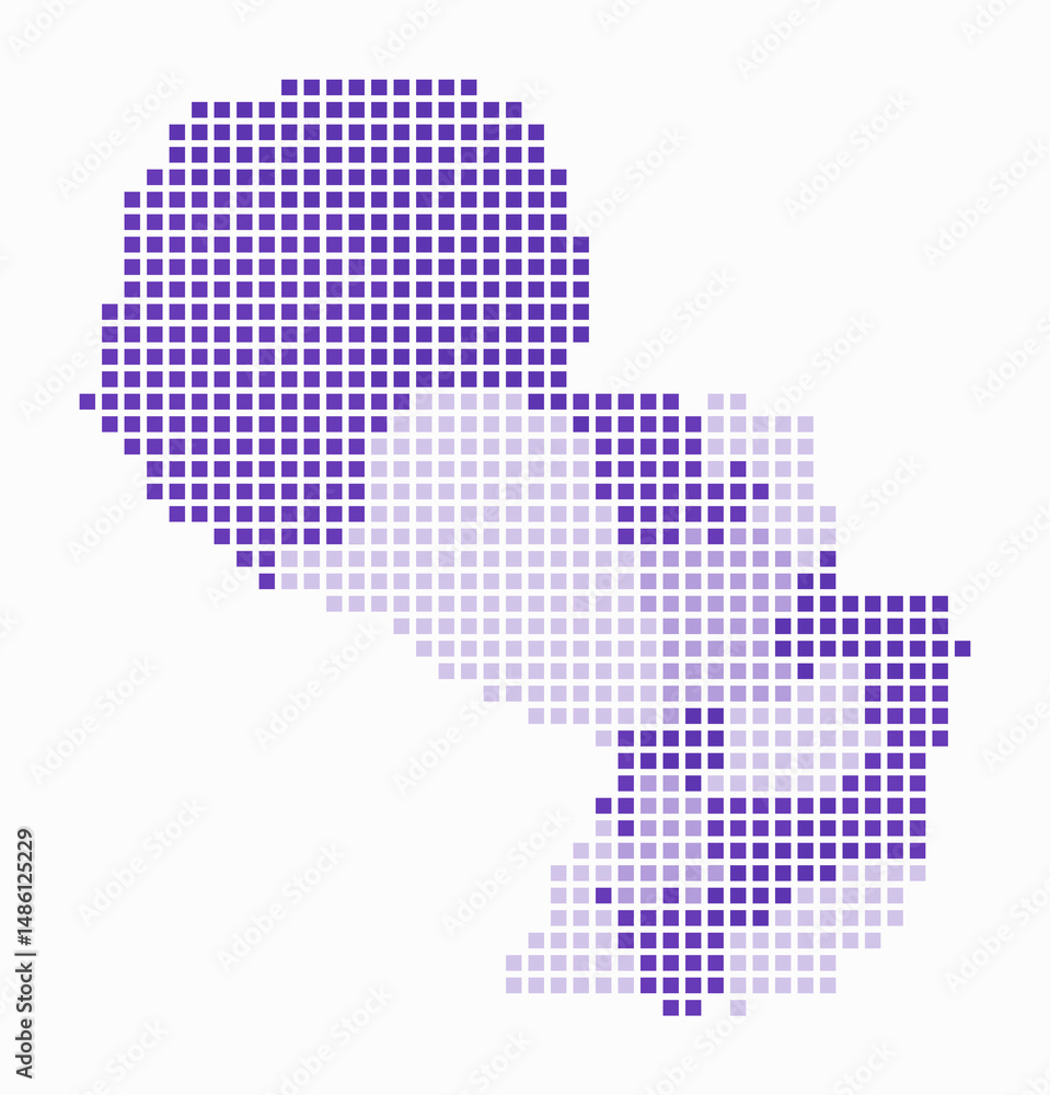 Poster paraguay dotted map. digital style map of the country on white background. paraguay shape with squar
