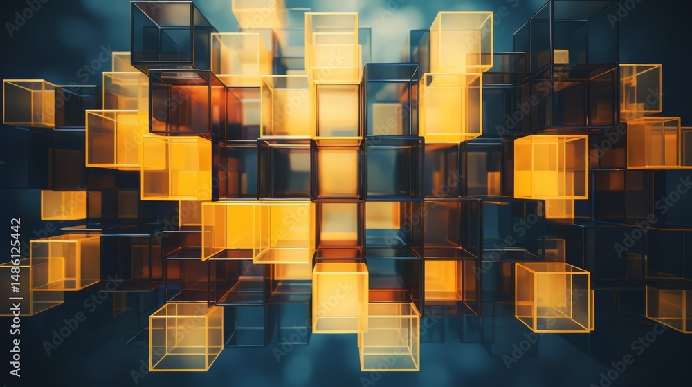 Aufkleber Colorful image of cubes in various sizes and colors. The image has a vibrant and dynamic feel, with the cubes appearing to be in motion. The colors of the cubes create a sense of energy