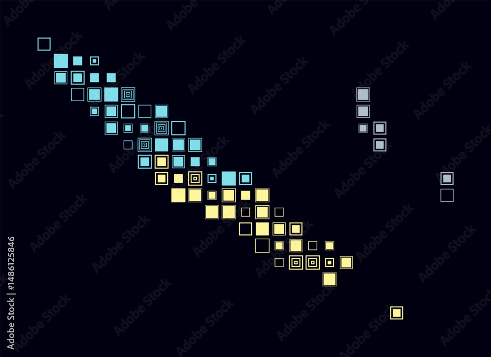 Poster new caledonia, shape of the country build of colored cells. digital style map of the new caledonia o