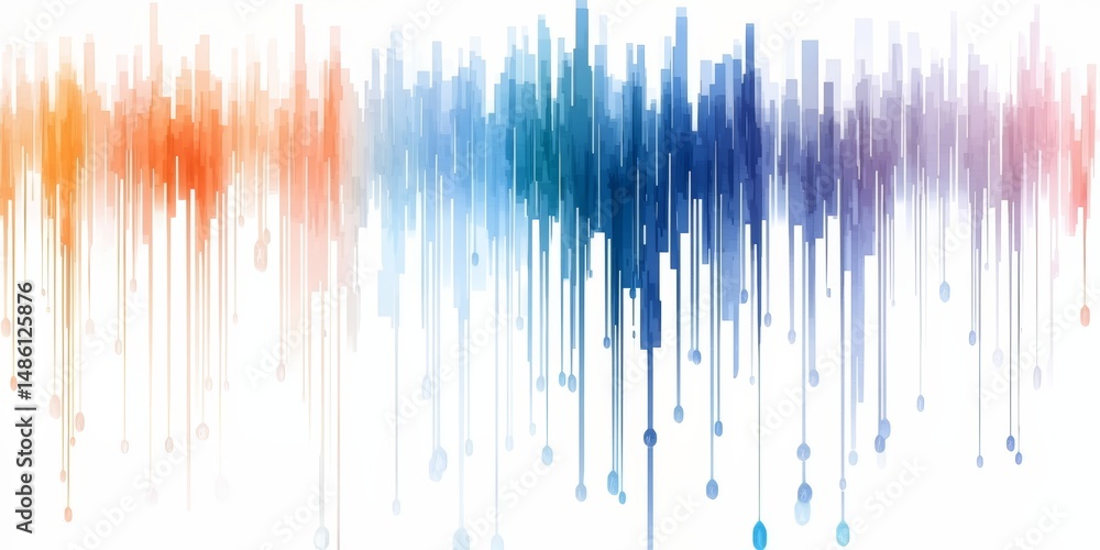 Aufkleber Colorful line of dots and lines that are spread out across a white background. The image is abstract and has a sense of movement and energy
