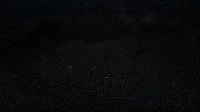 Animated abstract technology black background random dots and grid 4K.