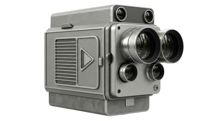 Isolated Vintage Movie Camera Filming Equipment