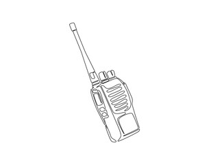 Continuous one line drawing of walkie talkie. One line drawing illustration of walkie talkie for communication. World telecommunication day concept single line. Editable outline