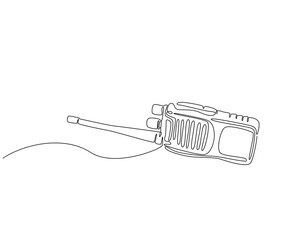 Obraz premium Continuous one line drawing of walkie talkie. One line drawing illustration of walkie talkie for communication. World telecommunication day concept single line. Editable outline