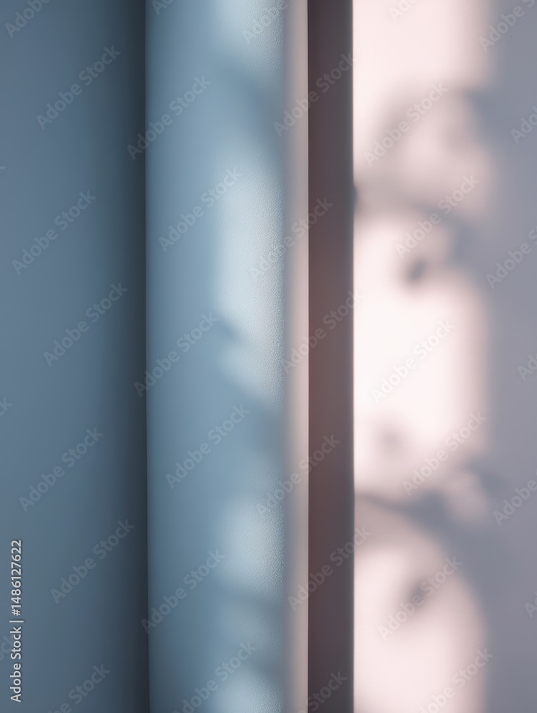 Poster abstract play of light and shadow on textured wall depicting soft hues and intricate shapes in tranq