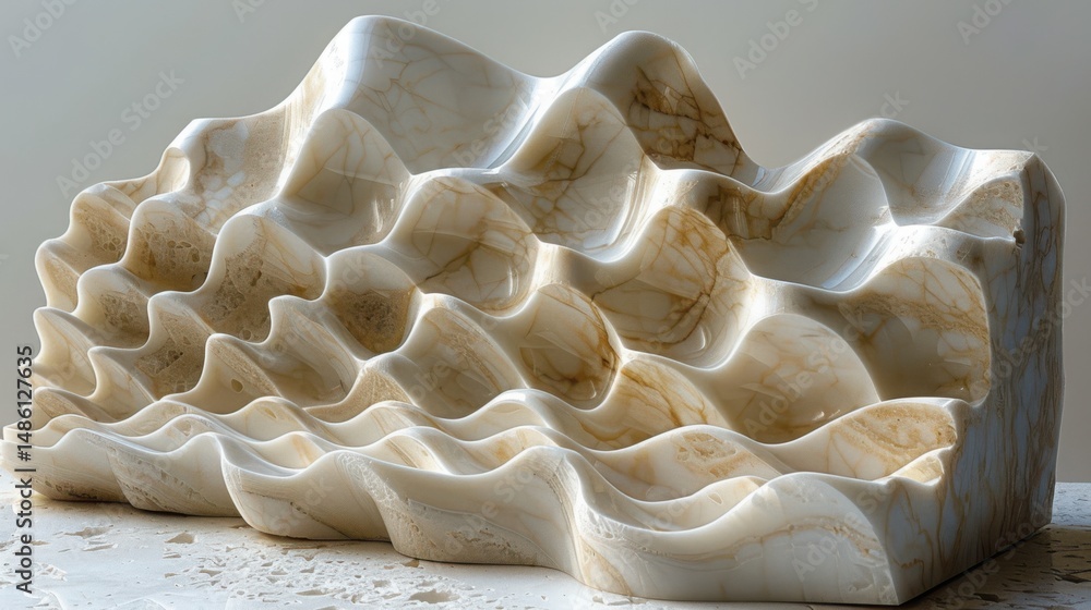 Poster 3d wave marble tiles