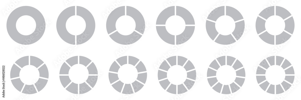 Poster pie chart infographic set. circle diagram collection with sections or parts. segmented circle icons 