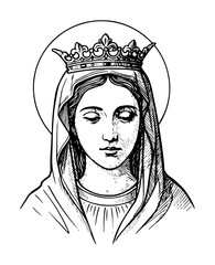 virgin mary portrait with halo and crown
