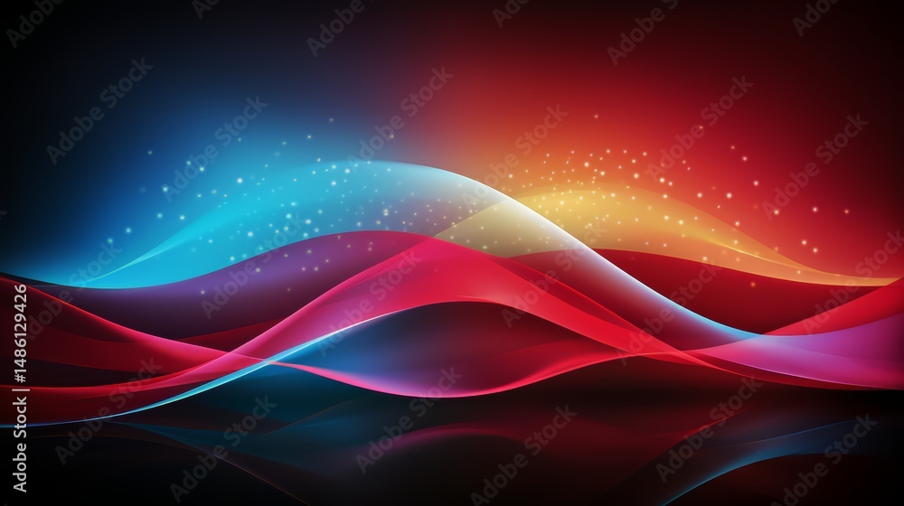 Poster colorful wave with a red and blue stripe. the colors are bright and vibrant, creating a sense of ene