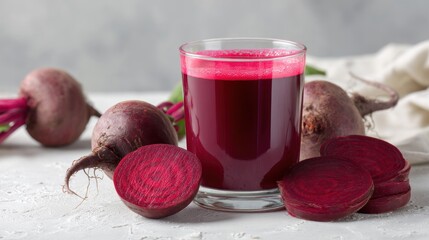 Fresh beetroot juice with sliced beets