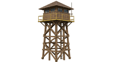 Isolated Wooden Lookout Tower Observation Structure