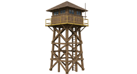 Isolated Wooden Lookout Tower Observation Structure