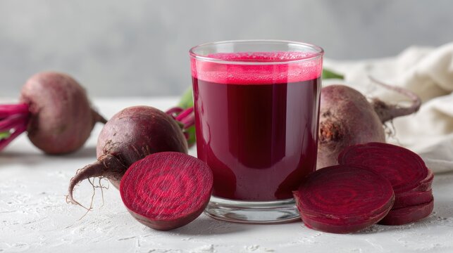Fresh beetroot juice with sliced beets