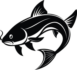 Catfish silhouette, Cat fish silhouette art design