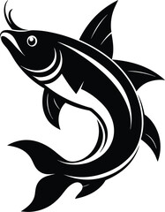 Obraz premium Catfish silhouette, Cat fish silhouette art design