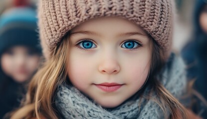 Cute girl winter portrait with outdoors.