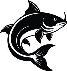 Catfish silhouette, Cat fish silhouette art design