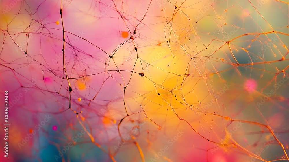 Poster abstract network lines forming a colorful web of life