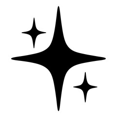 Obraz premium Black and white illustration of three starburst shapes suggesting sparkle effect