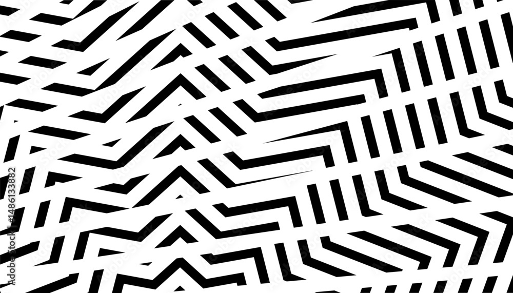 Aufkleber black and white abstract geometric pattern with lines effect for modern and sporty design element. v