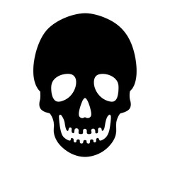 A simplified cartoonish skull design in black and white for graphic use