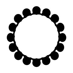 Abstract circular frame with repeating black dots, minimalist design on white background