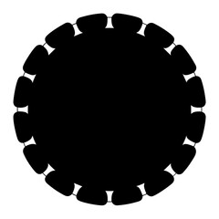 Abstract Black Circle Frame with Bead Like Edges on a White Background