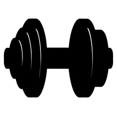 Black silhouette of a dumbbell for exercise and fitness training illustration