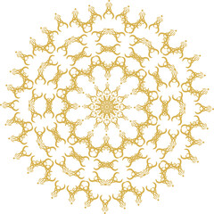 Detailed Golden Circular Mandala with Floral Filigree and Sacred Symmetry for Royal Decoration, Premium Islamic Background, and Luxury Branding