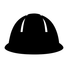 A stylized black silhouette of a hard hat for construction worker safety