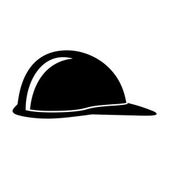 Silhouette of a black construction hard hat on a white background