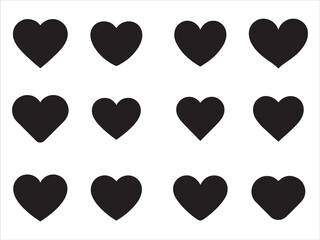 Seamless pattern of black hearts on a white background.