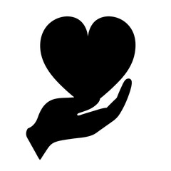 Hand holding a heart symbol illustrating care, affection, and support concept