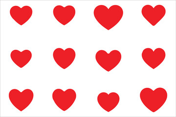 Seamless pattern of red hearts on a white background