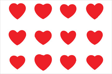 Seamless pattern of red hearts on a white background