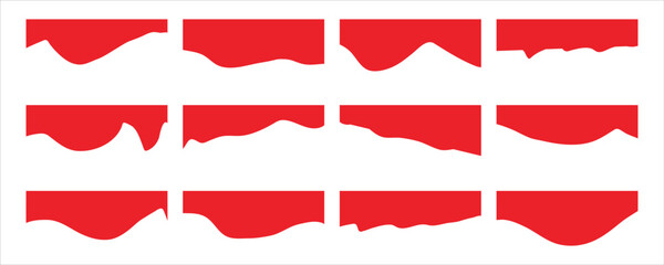 Abstract Wave Border set vector on white background.