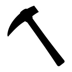 A black silhouette of a pickaxe tool, used for mining and excavation