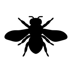 Silhouette of a Honeybee on a White Background Representing Nature and Insects