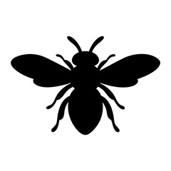 A stunning silhouette of a bee with majestic wings on white background