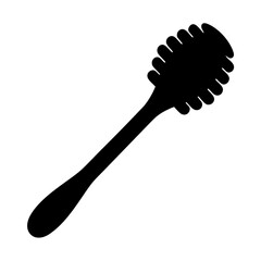 A black silhouette of a honey dipper isolated on white background