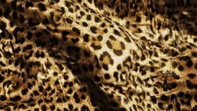 Abstract motion of leopard pattern rippling like silk fabric
