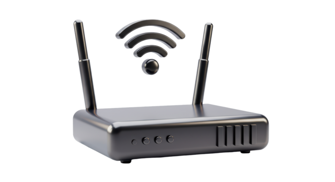 Isolated Silver Metallic Wireless Router