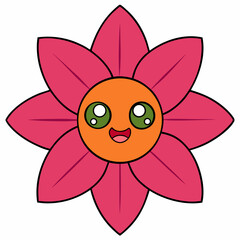 Cute Cartoon Flower with Happy Face Illustration