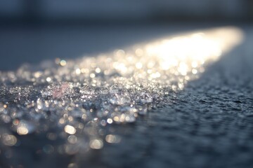 A beam of light on the textured surface.