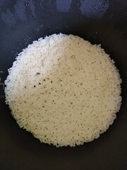 Rice in pan