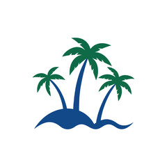 palm trees and waves vector