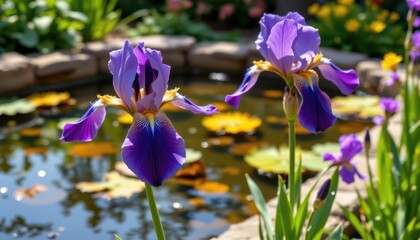Two Irises With Blue Flowers