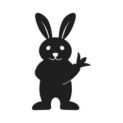 Fototapeta premium black rabbit with a big carrot vector silhouette